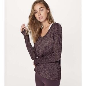 Lululemon Meant To Move Long Sleeve Size 8‎ Heather Black Cherry